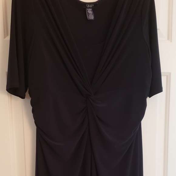Chaps Dark Navy Blue Dress XL, Polyester, Elbow Length Sleeve - Picture 2 of 7